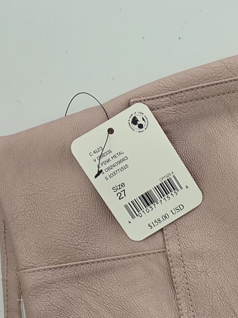 NWT Maeve Colette Crop Metallic Faux Leather Ruffle-Hem Pants Pink Metallic 27 - Picture 13 of 16